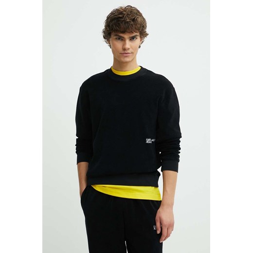 Karl Lagerfeld Jeans bluza bawełniana męska kolor czarny z aplikacją 245D1800 ze sklepu ANSWEAR.com w kategorii Bluzy męskie - zdjęcie 173123068
