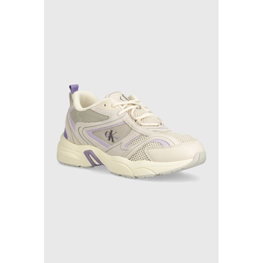 Calvin Klein Jeans sneakersy YW0YW00891 RETRO TENNIS SU-MESH W kolor beżowy YW0YW00891 ze sklepu ANSWEAR.com w kategorii Buty sportowe damskie - zdjęcie 173123187