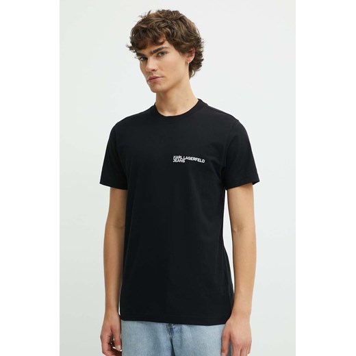 Karl Lagerfeld Jeans t-shirt bawełniany męski kolor czarny z aplikacją ze sklepu ANSWEAR.com w kategorii T-shirty męskie - zdjęcie 173123367