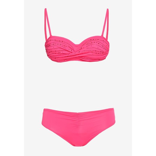 Różowe Bikini Stanik z Cekinami Majtki Typu Figi Vikinies 36 Born2be Odzież