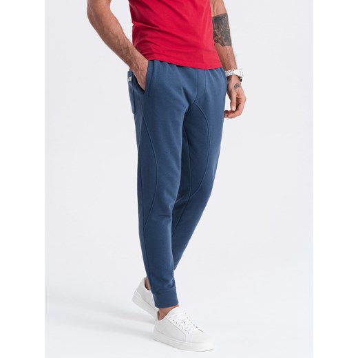 Spodnie męskie dresowe typu jogger - granatowe V4 OM-PABS-0173 XXL ombre