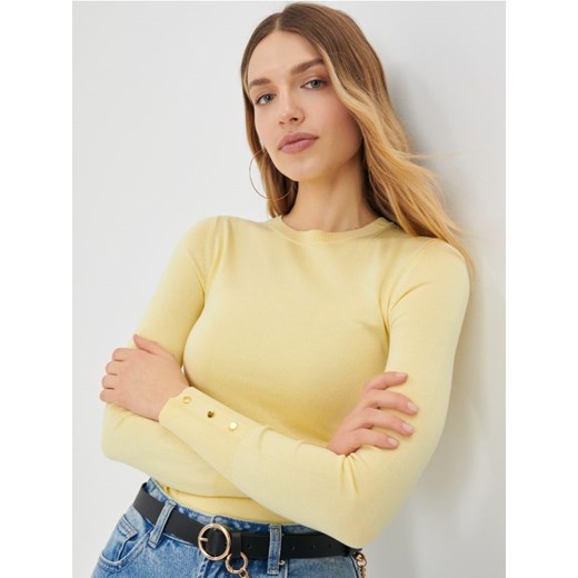 Sinsay - Sweter basic z ozdobnymi guzikami - żółty ze sklepu Sinsay w kategorii Swetry damskie - zdjęcie 173126405