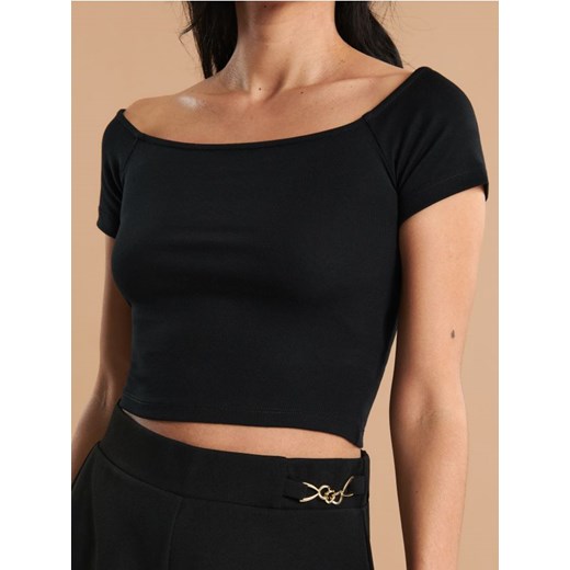 Sinsay - Koszulka z bawełny - czarny ze sklepu Sinsay w kategorii Bluzki damskie - zdjęcie 173126448