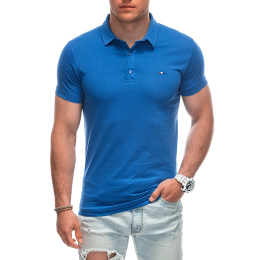 Koszulka męska Polo bez nadruku 1940S - niebieska Edoti XL Edoti