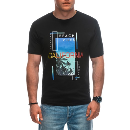 T-shirt męski z nadrukiem 1950S - czarny ze sklepu Edoti w kategorii T-shirty męskie - zdjęcie 173128005