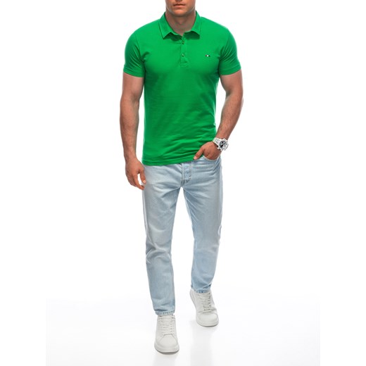 Koszulka męska Polo bez nadruku 1940S - zielona Edoti XXL Edoti