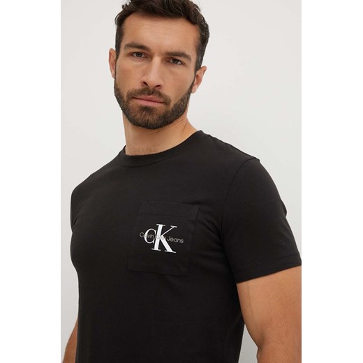 T-shirt męski Calvin Klein z krótkim rękawem czarny w nadruki 
