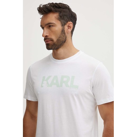 Karl Lagerfeld t-shirt bawełniany kolor biały z nadrukiem ze sklepu ANSWEAR.com w kategorii T-shirty męskie - zdjęcie 173133209