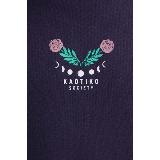 Kaotiko bluza bawełniana kolor fioletowy z kapturem z nadrukiem AL016-01-G002 Kaotiko S ANSWEAR.com