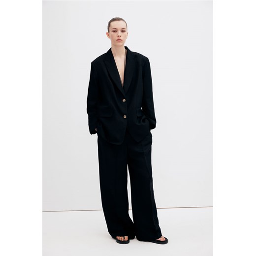 H & M - Eleganckie spodnie z domieszką lnu - Czarny ze sklepu H&M w kategorii Spodnie damskie - zdjęcie 173134897