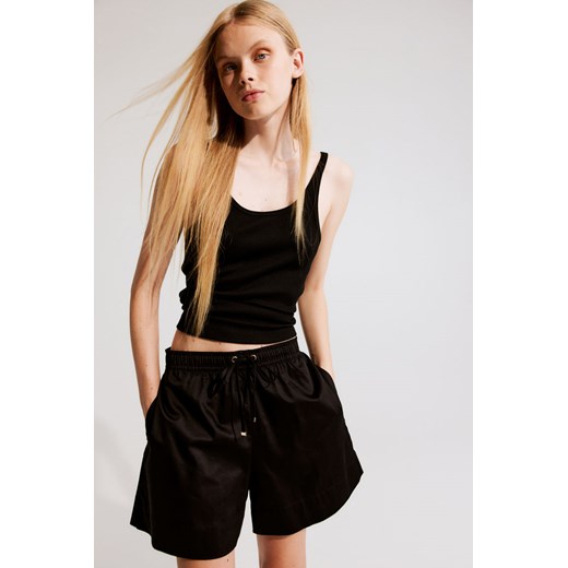 H & M - Bawełniane szorty bez zapięcia - Czarny ze sklepu H&M w kategorii Szorty - zdjęcie 173134966