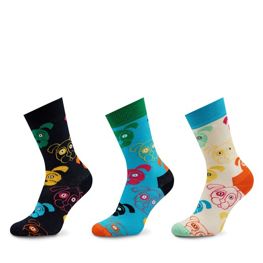 Zestaw 3 par wysokich skarpet unisex Happy Socks XDOG08-0150 Kolorowy ze sklepu eobuwie.pl w kategorii Skarpetki męskie - zdjęcie 173137735