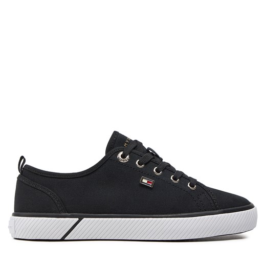 Tenisówki Tommy Hilfiger Vulc Canvas Sneaker FW0FW08063 Czarny ze sklepu eobuwie.pl w kategorii Trampki damskie - zdjęcie 173137797