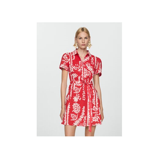 Mango Sukienka koszulowa Tropez 67098638 Czerwony Regular Fit ze sklepu MODIVO w kategorii Sukienki - zdjęcie 173138746