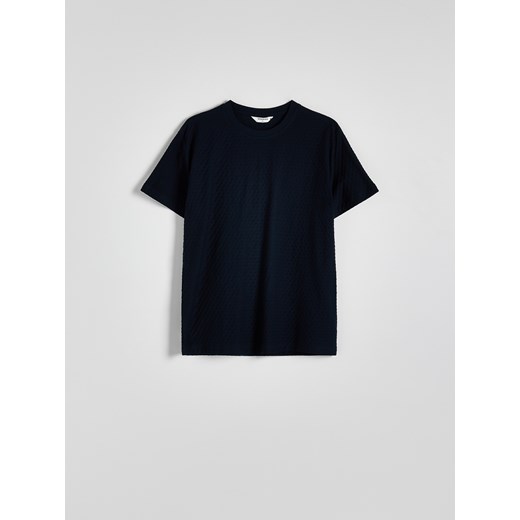 Reserved - Strukturalny t-shirt regular fit - granatowy ze sklepu Reserved w kategorii T-shirty męskie - zdjęcie 173140018