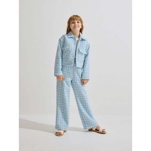 Reserved - Tweedowe spodnie - jasnoniebieski ze sklepu Reserved w kategorii Spodnie dziewczęce - zdjęcie 173140238