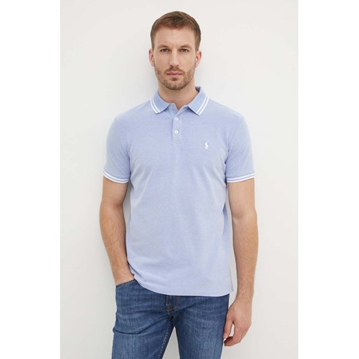 Polo Ralph Lauren polo męski kolor niebieski z aplikacją ze sklepu ANSWEAR.com w kategorii T-shirty męskie - zdjęcie 173140757