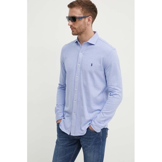 Polo Ralph Lauren koszula bawełniana męska kolor niebieski regular z kołnierzykiem klasycznym 710909659 ze sklepu ANSWEAR.com w kategorii Koszule męskie - zdjęcie 173140808