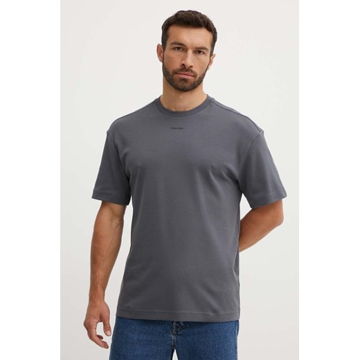 Calvin Klein t-shirt bawełniany męski kolor szary gładki K10K112487 ze sklepu ANSWEAR.com w kategorii T-shirty męskie - zdjęcie 173140887