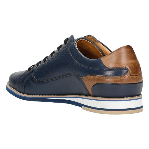 Wojas Granatowe Półbuty Męskie Z Brązowymi Wstawkami Wojas 42 Wojas