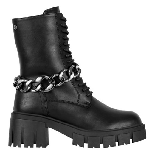 WJS Wjs Czarne Trzewiki Damskie Z Ekoskóry Z Łańcuchem Wjs 39 promocja Wojas