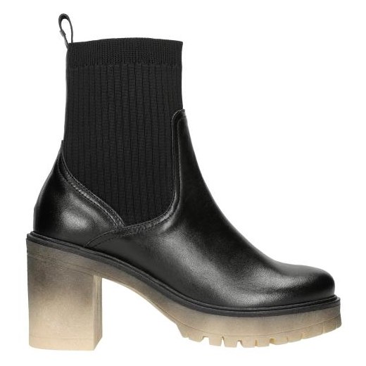 Wojas Czarne Botki Damskie Na Obcasie Z Cieniowaną Podeszwą Wojas 38 wyprzedaż Wojas