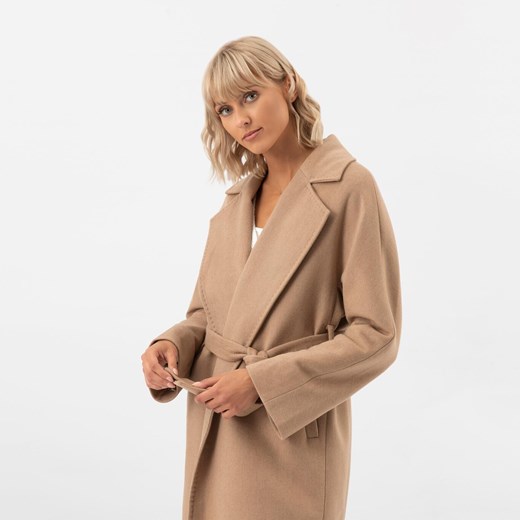 Długi Brązowy Płaszcz Relaks ze sklepu Wojas w kategorii Płaszcze damskie - zdjęcie 173146497