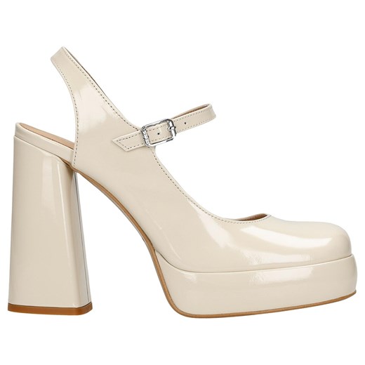 Wojas Wysokie Beżowe Czółenka Damskie Na Masywnym Słupku Wojas 40 okazja Wojas