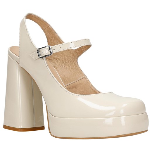 Wojas Wysokie Beżowe Czółenka Damskie Na Masywnym Słupku Wojas 39 wyprzedaż Wojas