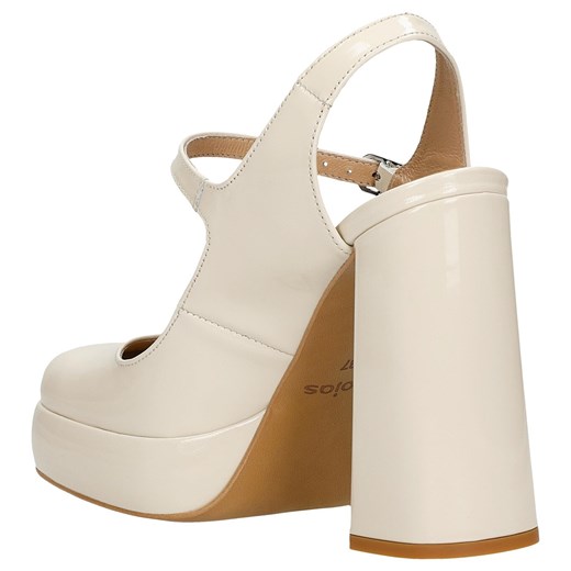 Wojas Wysokie Beżowe Czółenka Damskie Na Masywnym Słupku Wojas 37 promocja Wojas