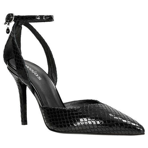 Wojas Zjawiskowe Czarne Szpilki Z Weluru Foliowanego Wojas 40 Wojas