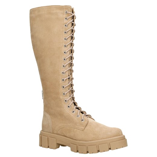 Kozaki damskie Wojas casualowe z tkaniny jesienne na zamek