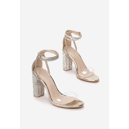 Złote Transparentne Sandały Rhethera Renee 41 renee.pl