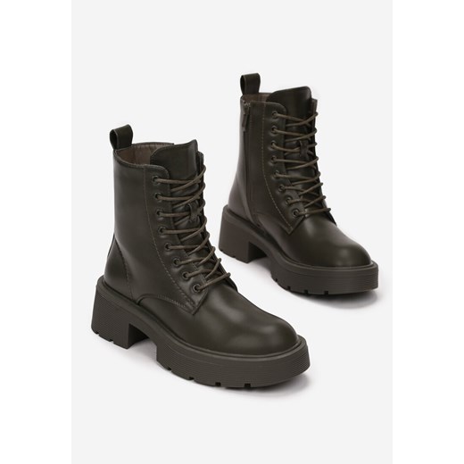 Zielone Botki Workery na Grubej Podeszwie Savoy Renee 39 renee.pl