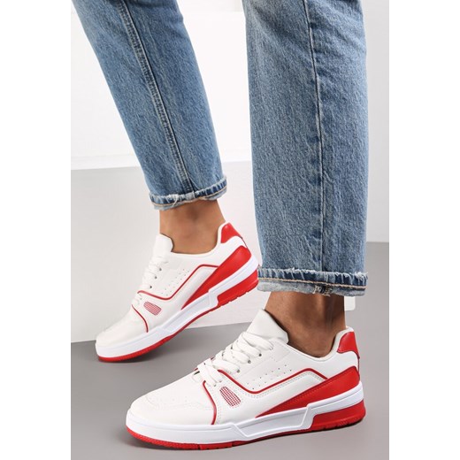 Biało-Czerwone Sneakersy Sznurowane z Ekoskóry Fondil ze sklepu renee.pl w kategorii Buty sportowe damskie - zdjęcie 173159879