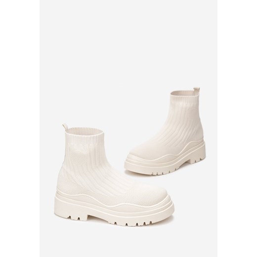 Beżowe Botki z Elastyczną Cholewką Ganeon Renee 41 renee.pl
