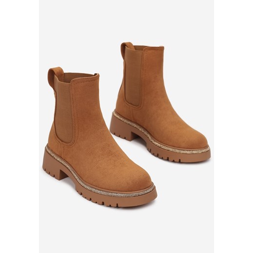 Brązowe Botki Sztyblety z Lamówką z Cyrkonii Mefile Renee 38 renee.pl