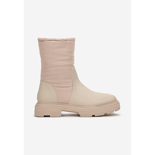 Beżowe Botki Sztyblety z Pikowaną Cholewką Fote Renee 39 renee.pl