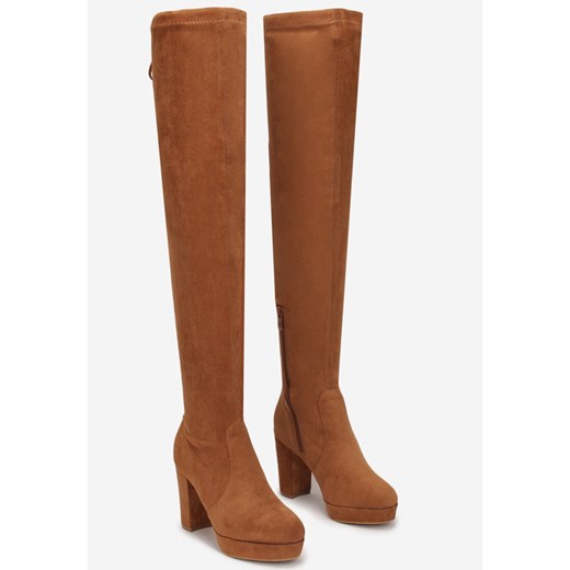 Brązowe Kozaki na Słupku i Platformie Niphi Renee 40 renee.pl