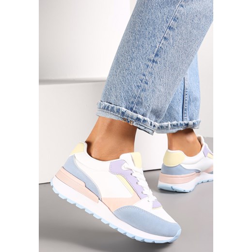 Biało-Fioletowe Sznurowane Sneakersy z Ozdobnymi Wstawkami Sandelal ze sklepu renee.pl w kategorii Buty sportowe damskie - zdjęcie 173163695