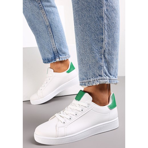 Biało-Zielone Sneakersy Przed Kostkę na Płaskiej Podeszwie Berata ze sklepu renee.pl w kategorii Buty sportowe damskie - zdjęcie 173166777