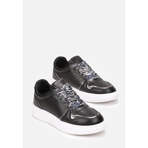 Czarne Sneakersy z Kolorowymi Sznurówkami i Metalicznymi Wstawkami Lania Renee 37 renee.pl