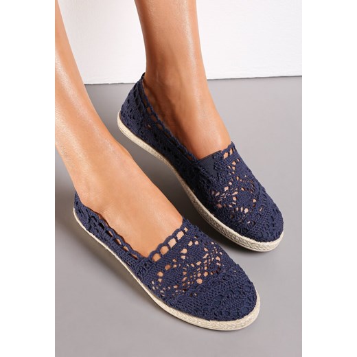 Granatowe Espadryle Ażurowe na Plecionej Podeszwie Elimona ze sklepu renee.pl w kategorii Espadryle damskie - zdjęcie 173168738