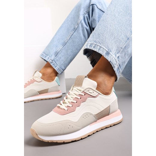 Biało-Różowe Sneakersy Zdobione Wstawkami z Imitacji Skóry Fayela ze sklepu renee.pl w kategorii Buty sportowe damskie - zdjęcie 173169727