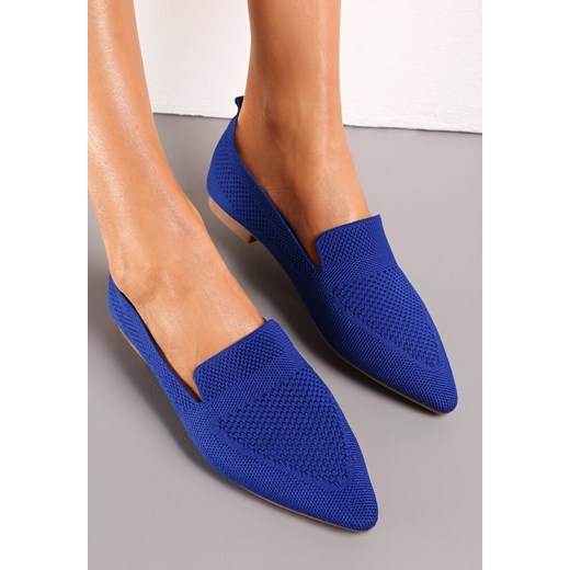 Granatowe Balerinki z Noskiem w Szpic i Delikatną Perforacją Anallia Renee 37 renee.pl