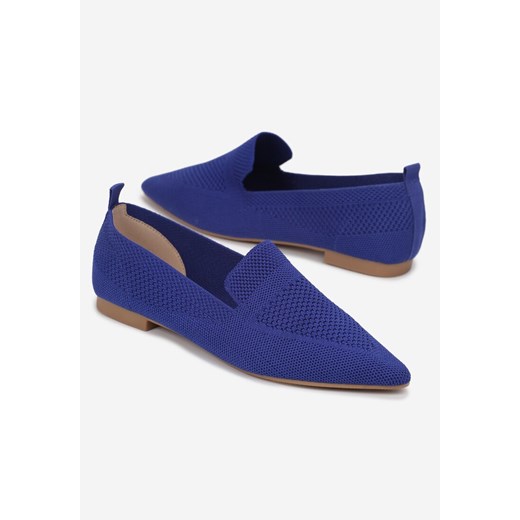 Granatowe Balerinki z Noskiem w Szpic i Delikatną Perforacją Anallia Renee 39 renee.pl