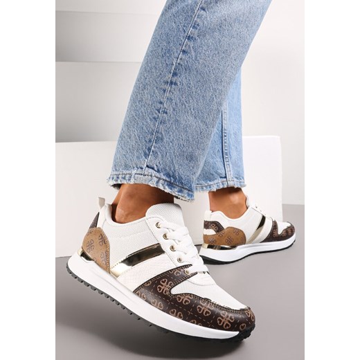Białe Wzorzyste Sneakersy przed Kostkę na Grubej Podeszwie Odenia ze sklepu renee.pl w kategorii Buty sportowe damskie - zdjęcie 173171596