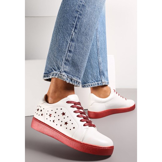 Biało-Czerwone Sneakersy Sznurowane na Grubej Podeszwie Nensa ze sklepu renee.pl w kategorii Buty sportowe damskie - zdjęcie 173172056