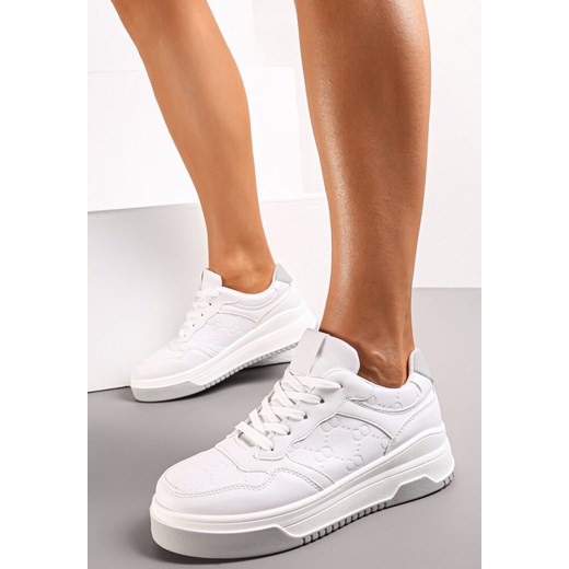Białe Sneakersy Sznurowane na Grubej Podeszwie Ainne Renee 40 renee.pl