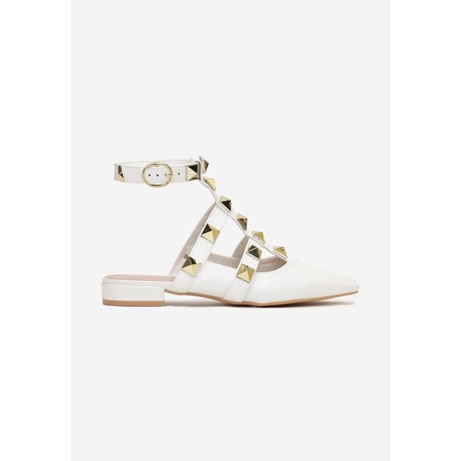 Białe Sandały ze Szpiczastym Noskiem z Ćwiekami Asai Renee 39 renee.pl